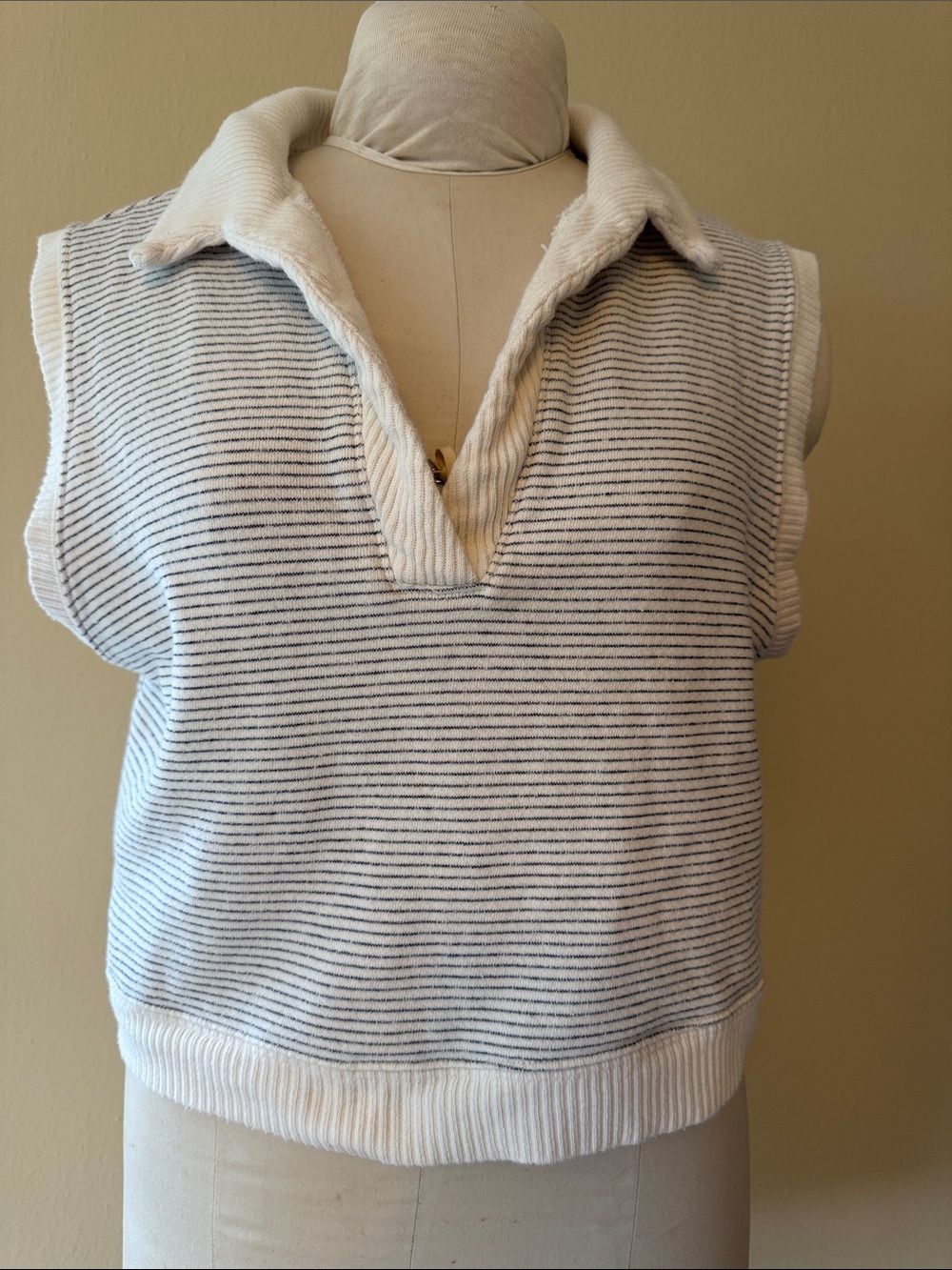 By Together Ivory Ribbed Crewneck Sweater